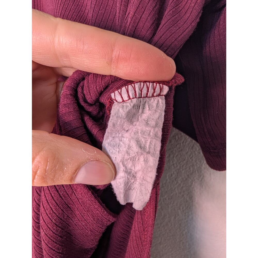 Dressed in Lala Oversized Crewneck Ribbed Tee Maroon Slits XL Boho Lounge Tunic - Picture 5 of 5